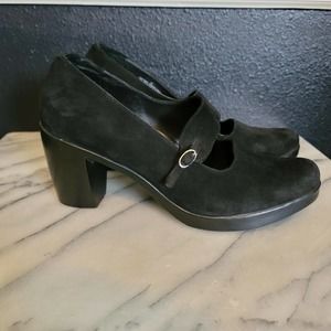 Dansko Tara Black Suede Leather Mary Jane Heels Shoes Size EU 41 US 10.5-11